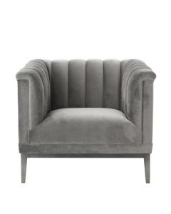 Eichholtz Raffles Roche Porpoise Grey Velvet Chair