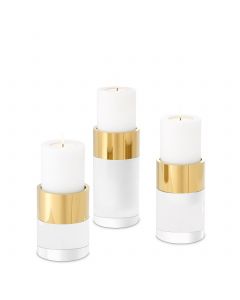 Sierra Gold & Clear Crystal Candle Holders - Set of 3 