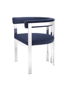 Clubhouse Savona Midnight Blue Velvet & Stainless Steel Dining Chair