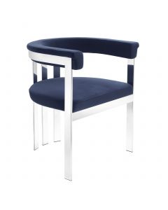 Clubhouse Savona Midnight Blue Velvet & Stainless Steel Dining Chair