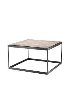 La Quinta Bronze Side Table with Beige Marble Top