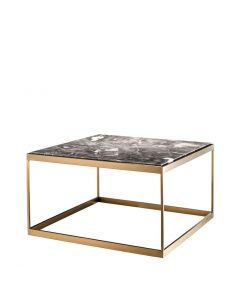 La Quinta Brushed Brass Side Table with Grey Marble Top 