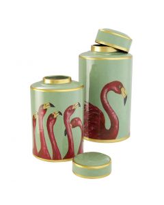 Flamingo Porcelain Jars - Set of 2 