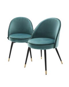 Cooper Roche Turquoise Velvet Dining Chairs - Set of 2
