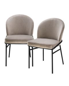 Willis Savona Greige Velvet Dining Chair - Set of 2