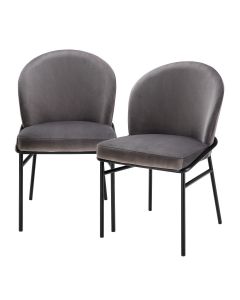 Willis Savona Grey Velvet Dining Chair - Set of 2