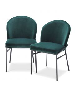 Willis Savona Dark Green Velvet Dining Chair - Set of 2