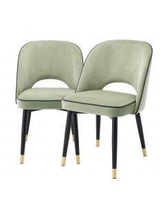 Cliff Savona Pistache Green Velvet Dining Chair - Set of 2