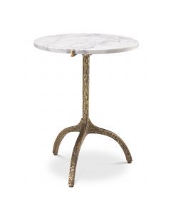Cortina Vintage Brass & White Marble Side Table