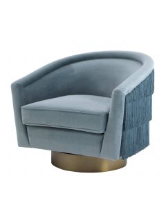 Le Vante Savona Blue Velvet Swivel Chair
