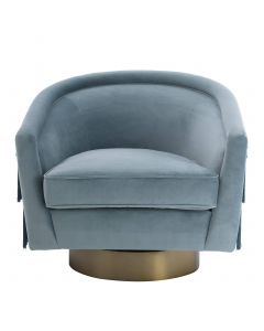 Le Vante Savona Blue Velvet Swivel Chair