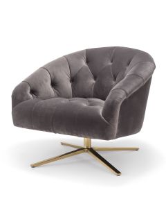 Gardner Savona Grey Velvet Swivel Chair