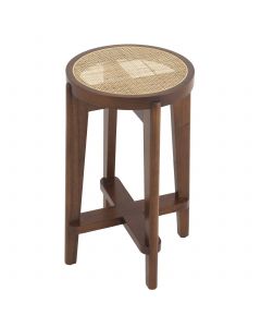 Dareau Classic Brown Counter Stool with Rattan Cane Webbing