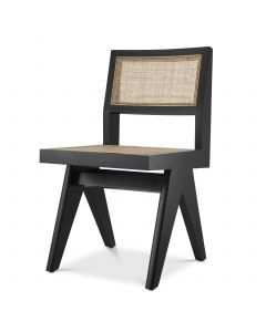 Adora Classic Black Dining Chair with Rattan Cane Webbing