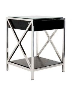 Beverly Hills Stainless Steel Bedside Table