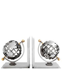 Globe Nickel & Brass Bookend Set of 2
